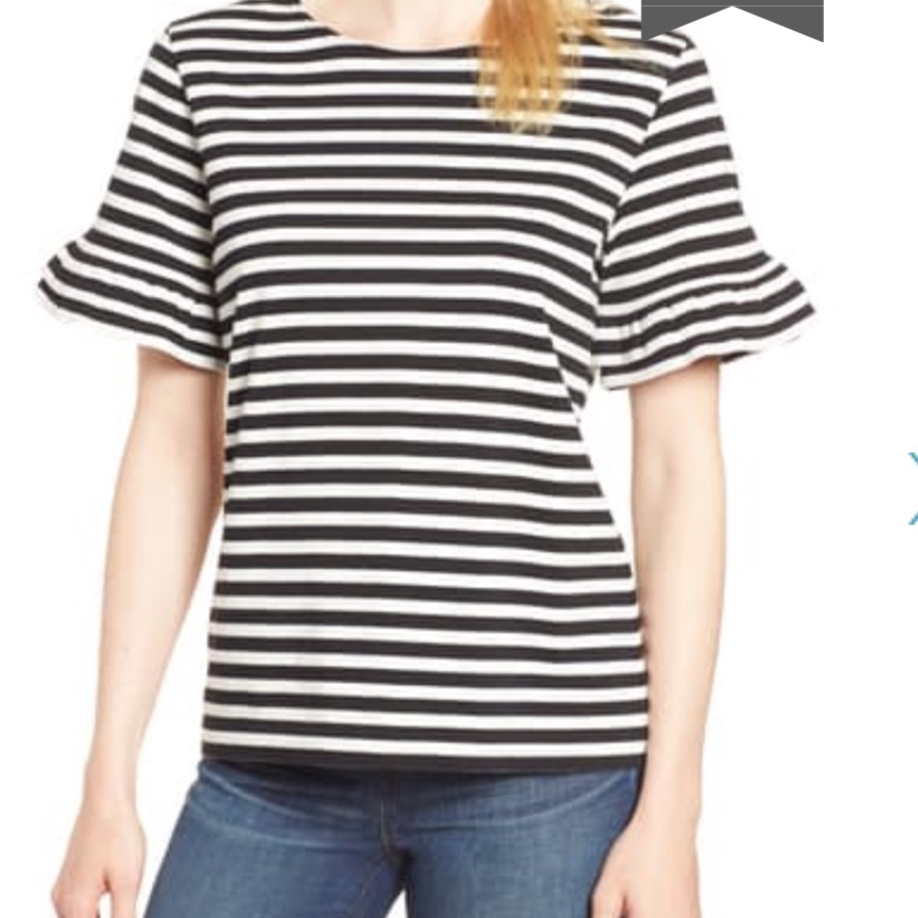 Euc J. Crew Ruffle Sleeve Stripe Shirt - Size Xs